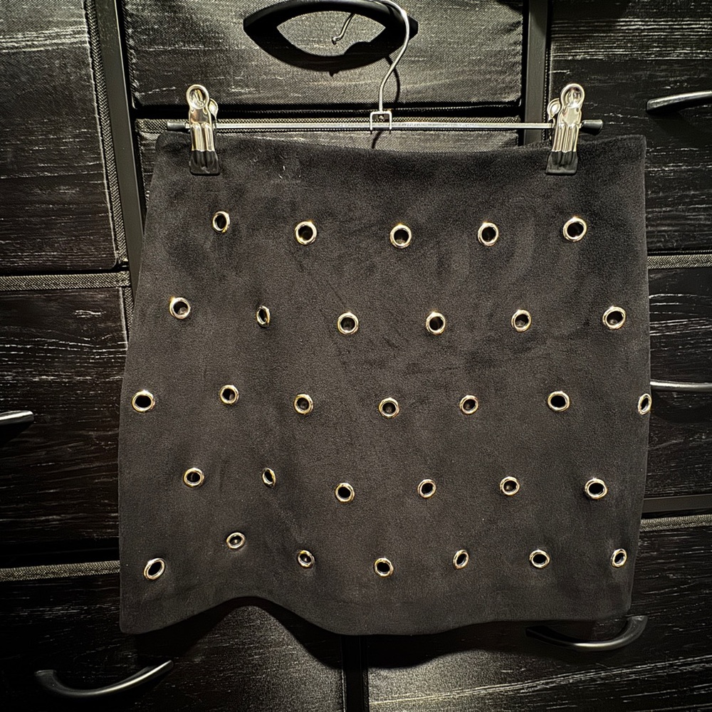 Forever 21 Black Mini Skirt with Eyelet Accents